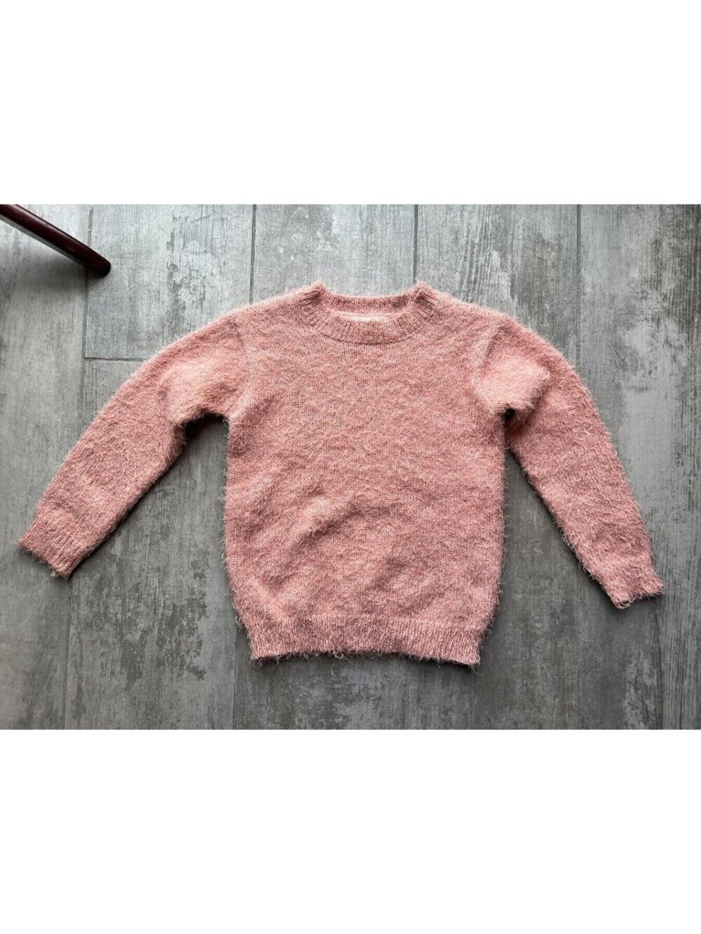JESSICA SIMPSON Pink Crew Neck Fuzzy Pullover Sweater Girls Fall Boho Cute 5-6